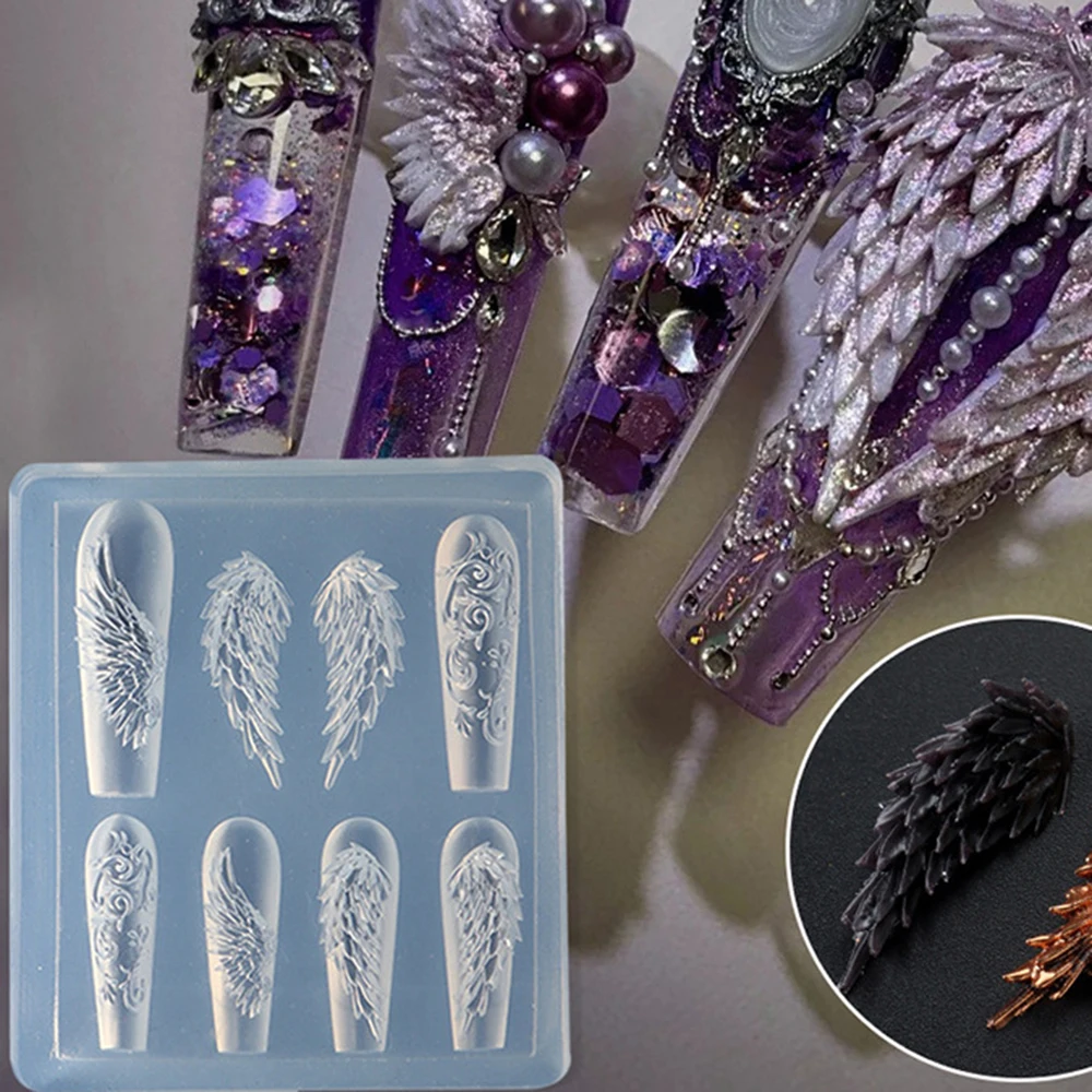 3D-Engelsflügel-Nagelkunst-Silikonform, 8 Designs, Federflügel-Nagelcharme-Form, Zubehör für UV-Gel, Acrylharz, wiederverwendbare DIY-Werkzeuge – Detail 4