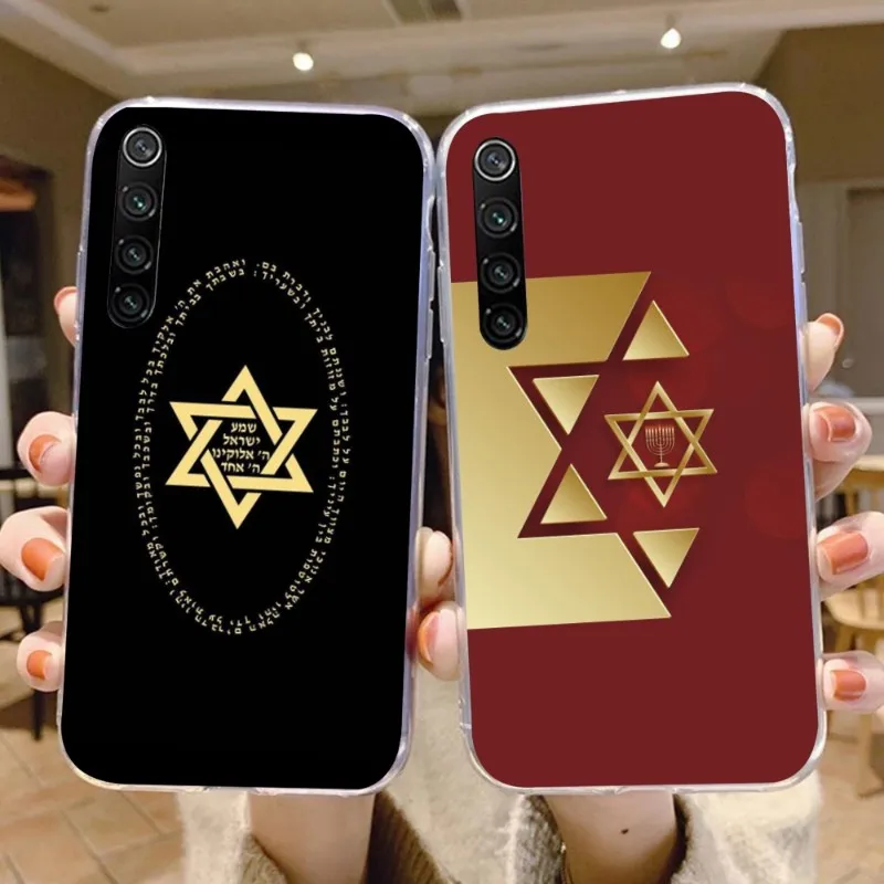 David Jewish Star Phone Case for Xiaomi 13 Lite 12 11T 10 9 Redmi Note 11 10 10S Pro 9 9A 8 Transparent Phone Cover