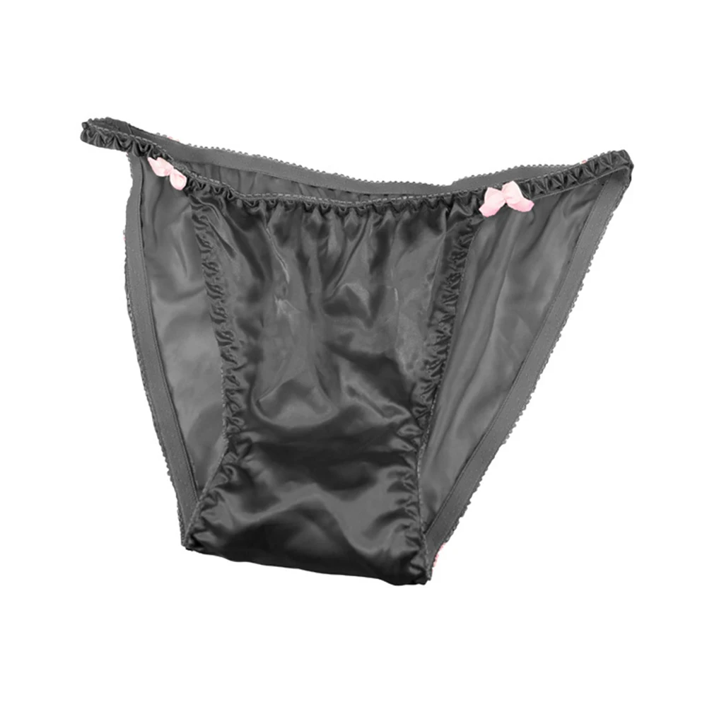 

Мужское сексуальное нижнее белье, дышащие мягкие быстросохнущие трусы для ночного клуба с бантом, атласные кружевные однотонные трусы, мужские треугольные трусы