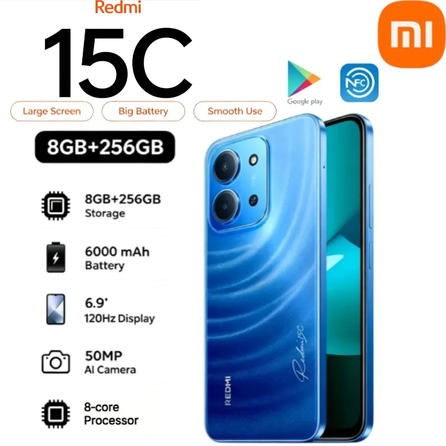 Xiaomi Redmi 15C 5G Smartphone 2026 New Global Edition 8 GB RAM 256 GB Storage 6.81-inch Display Dual SIM 5G Network