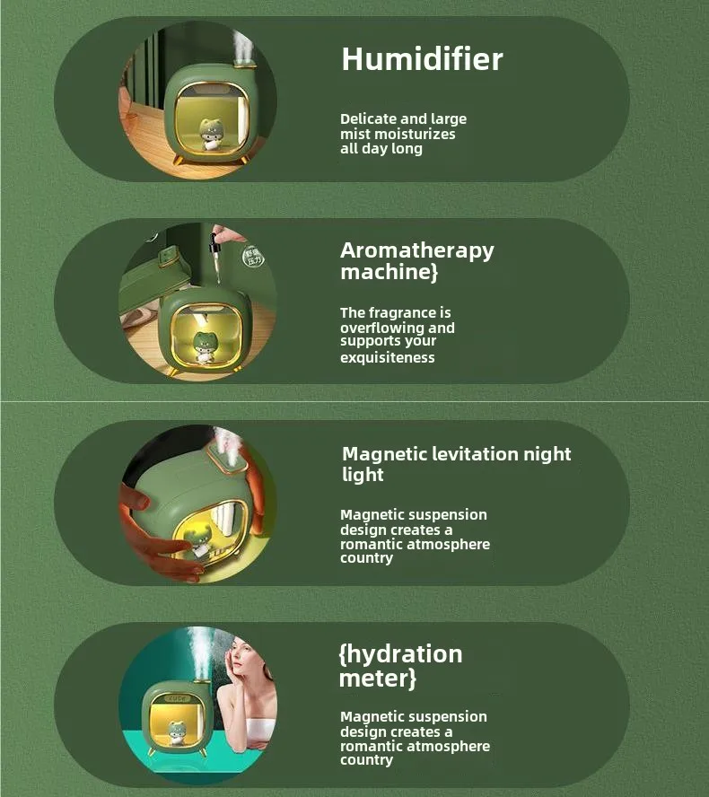Многофункциональный увлажнитель с подключателем, 500 мл, небольшой объем тумана, бытовой, 2,8 Вт, бесшумный и милый увлажнитель для ароматерапии, двойной спрей