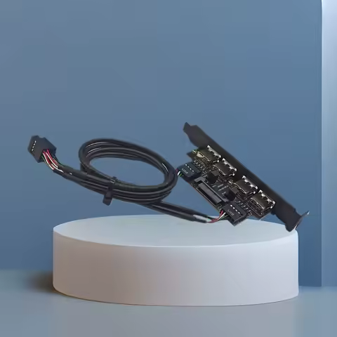 PCIE USB Expansion Card Dual 9PIN to 4Port USB2.0 Adapter Card with 30cm Extension Cable PC Panel Expansion For Desktop Win10/11