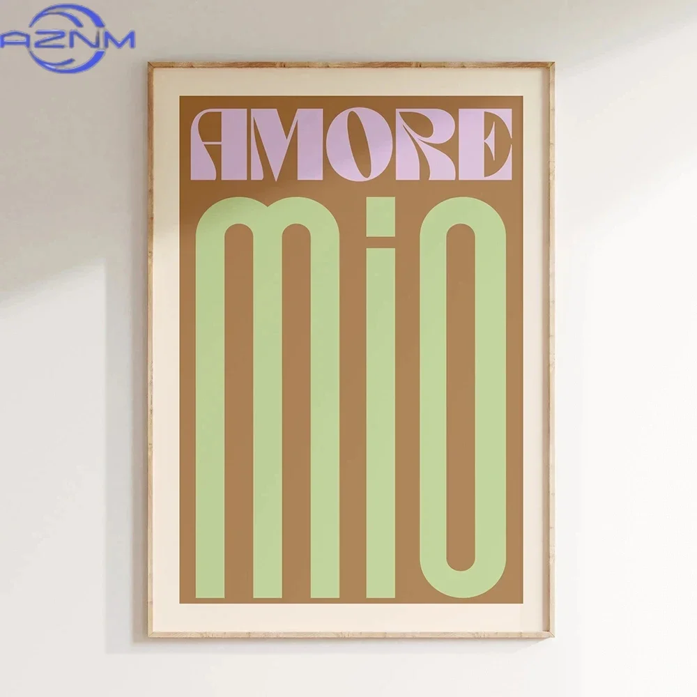 AZNM Minimalism Decor Posters Quotes Wall Art Canvas Painting Inspired Music Ciao Amore With Love Prints Living Room Home Decor