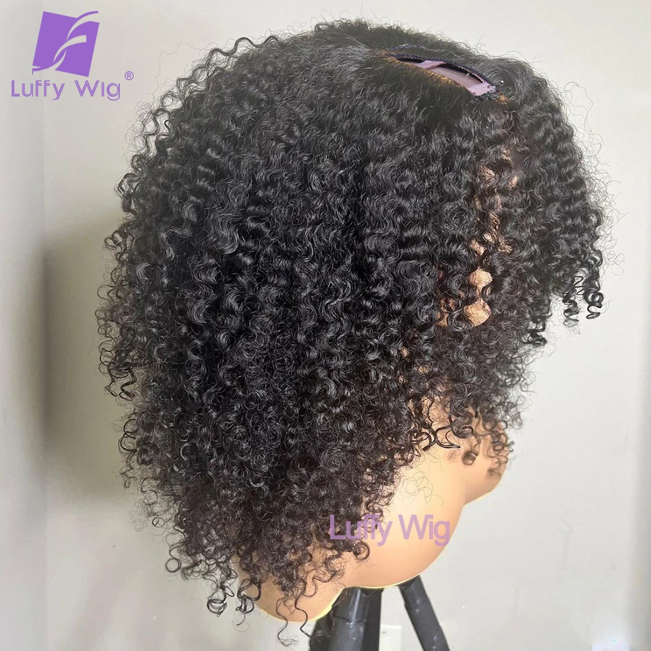 Tight Afro Kinky Curly V Part Wig Human Hair Brazilian Remy vPart Wigs No Leave Out Glueless 180Density For Black Women Luffywig