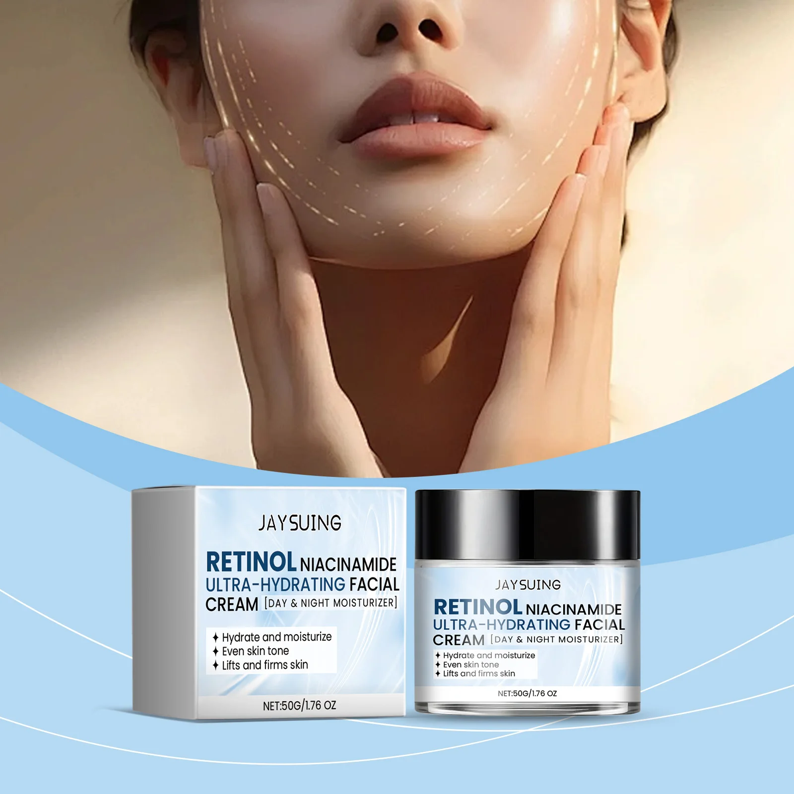 Hydrating Face Moisturizer with Niacinamide Hyaluronic Acid Retinol Repair Skin Barrier Day Night Long-Lasting Hydration Cream