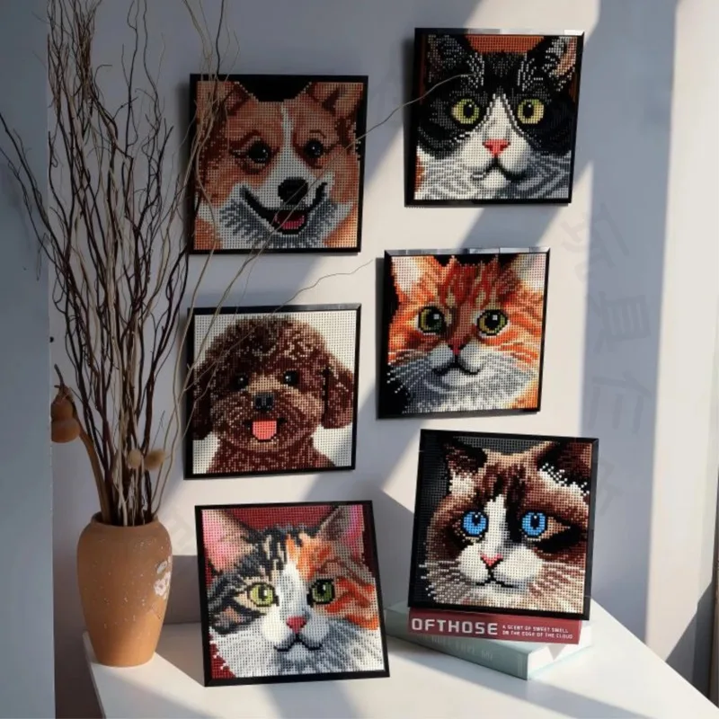 3623Pcs Micro Blocks Pixel Art DIY Cat Dog Mosaic Building Bricks, DIY Puzzle Educational Toys, Home Decor Gift For Adults Teens