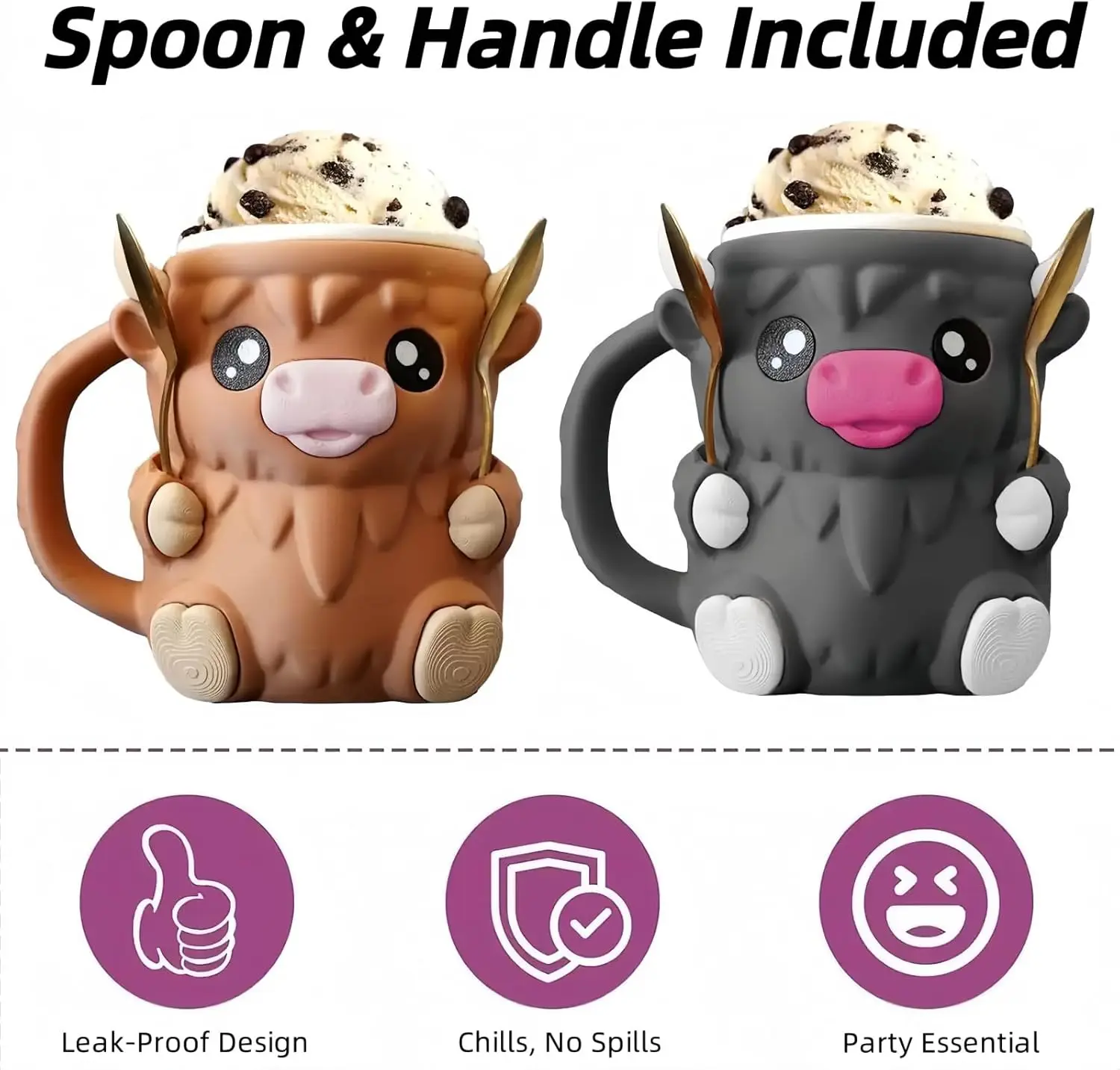 الإبداعية البقرة آيس باينت حامل ثلاثية الأبعاد مطبوعة الآيس كريم باينت الحاويات متعة الكرتون الحيوان كوب ماء لطيف كوب الآيس كريم