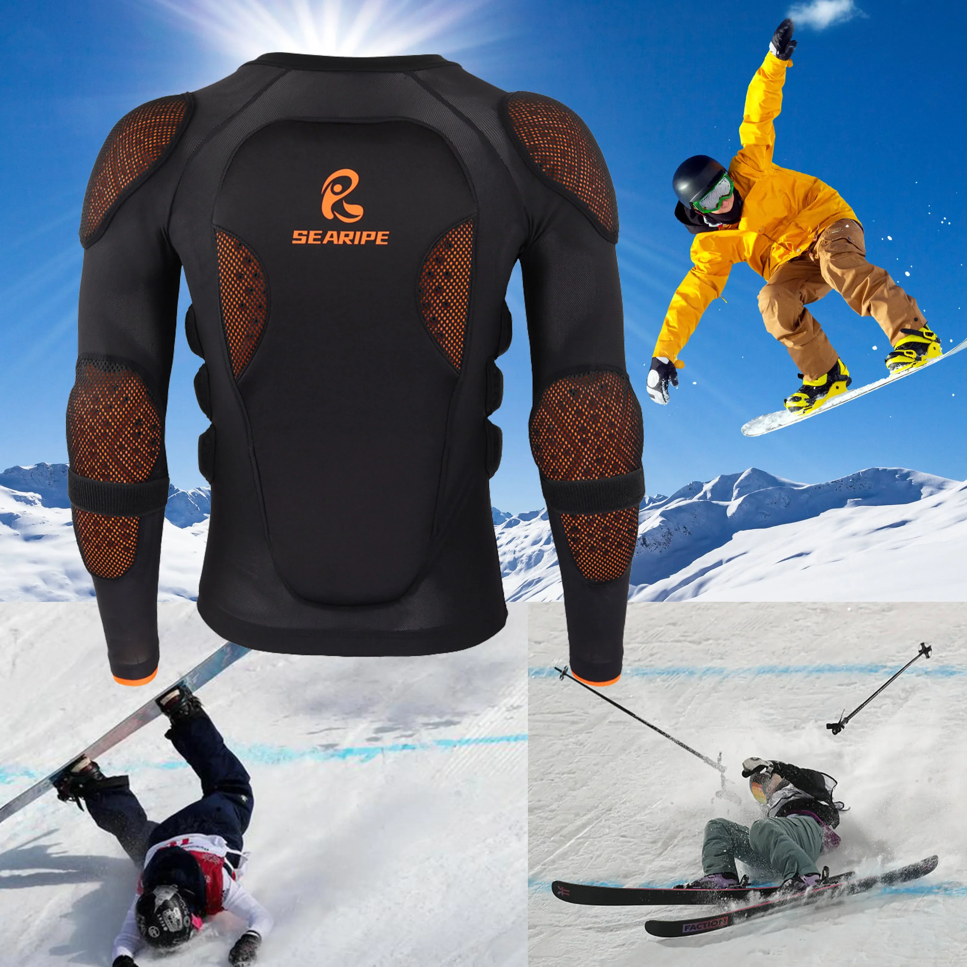 SEARIPE Ski Protective Gear Armor Clothing Men Snowboard Extreme Sports Back Protective Anti-drop Clothing Ski Protective Gear