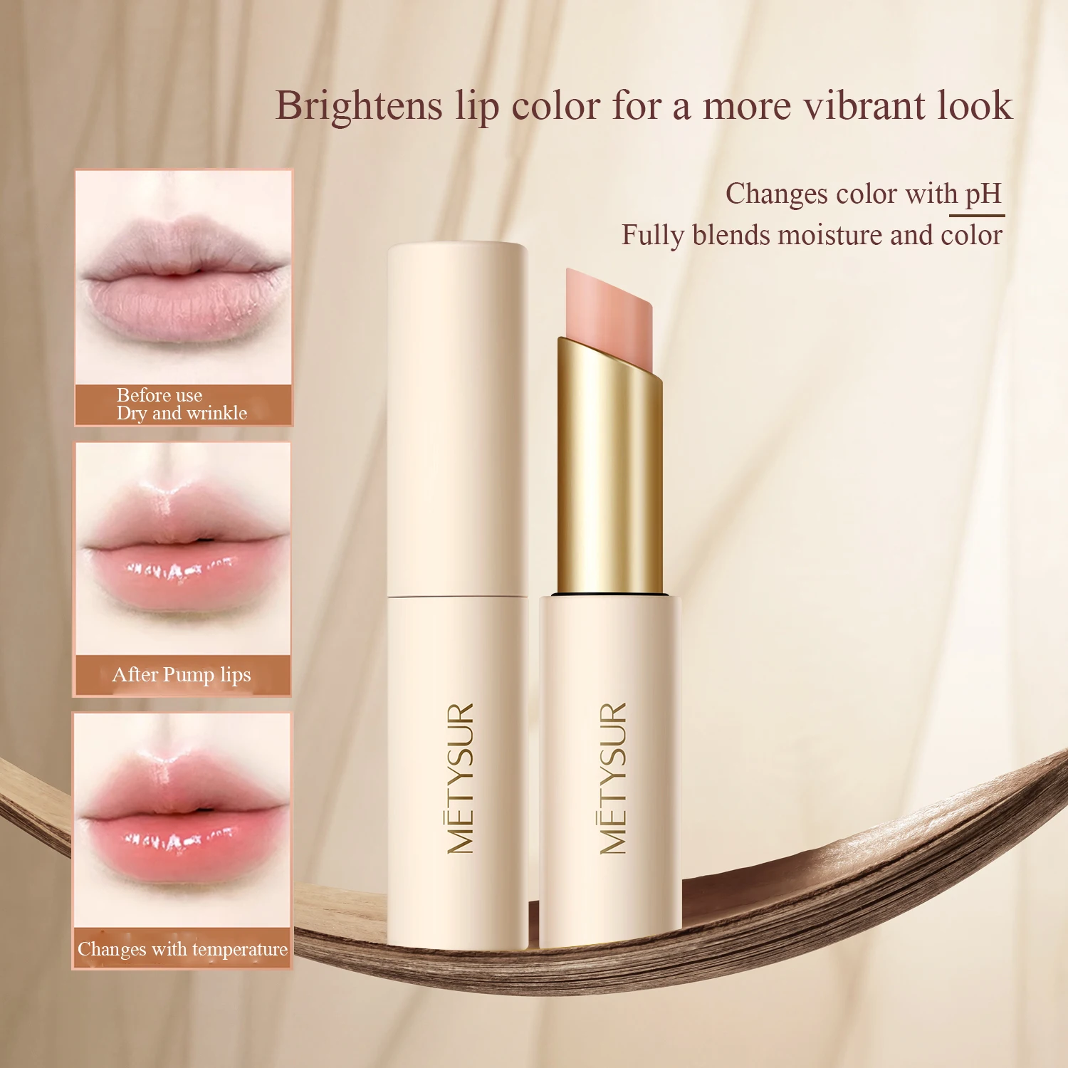 Metysur Phyto Extraet Lipstick Hydraterende en gladde textuur Kleurveranderende lippenbalsem Primer Verminder liplijnen Lipverzorgingsproduct