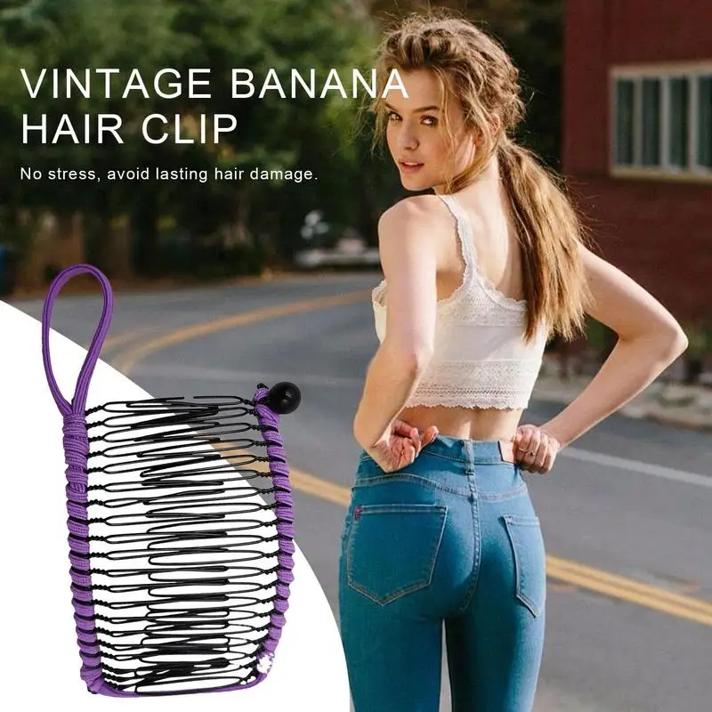 Women Vintage Banana Hair Clip Women Lazy Hair Comb Stretchable Hair Clip Stretchable Double Slide Comb Clip Hairpins Hair Tools