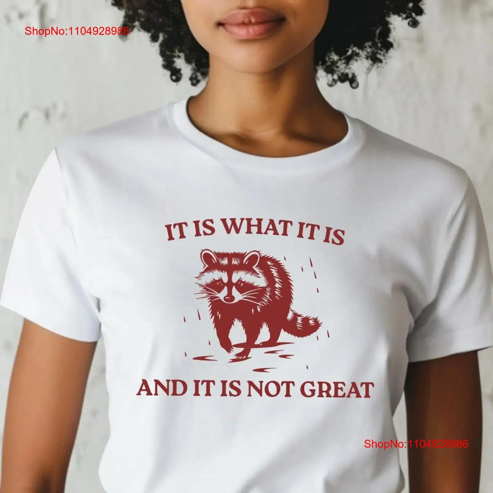 

Футболка It Is What And Not GreaT, одежда для любителей енота, мем, хлопок, забавный топ в стиле ретро, одежда для психического здоровья, винтажная стираная одежда