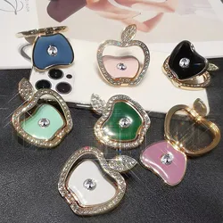 Net red luxury diamond-encrusted apple shape mobile phone holder creative universal metal ring buckle holder