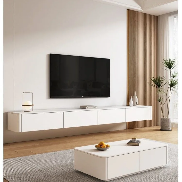 

High Quality Solid Wood TV Stand Modern LED Light TV Cabinet Coffee Table Unit for Home Living Room Furniture
