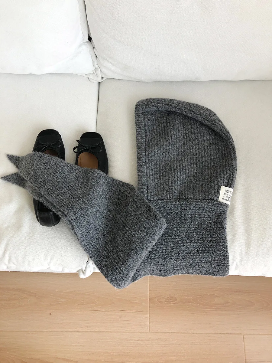 Gestrickte Mützen aus Wollmischung für Männer und Frauen, Sturmhaube, Winter, warm, Unisex, Kapuzenmütze, Halskragen, Schal, Mütze, Skimütze, kalte Hüte – Detail 17