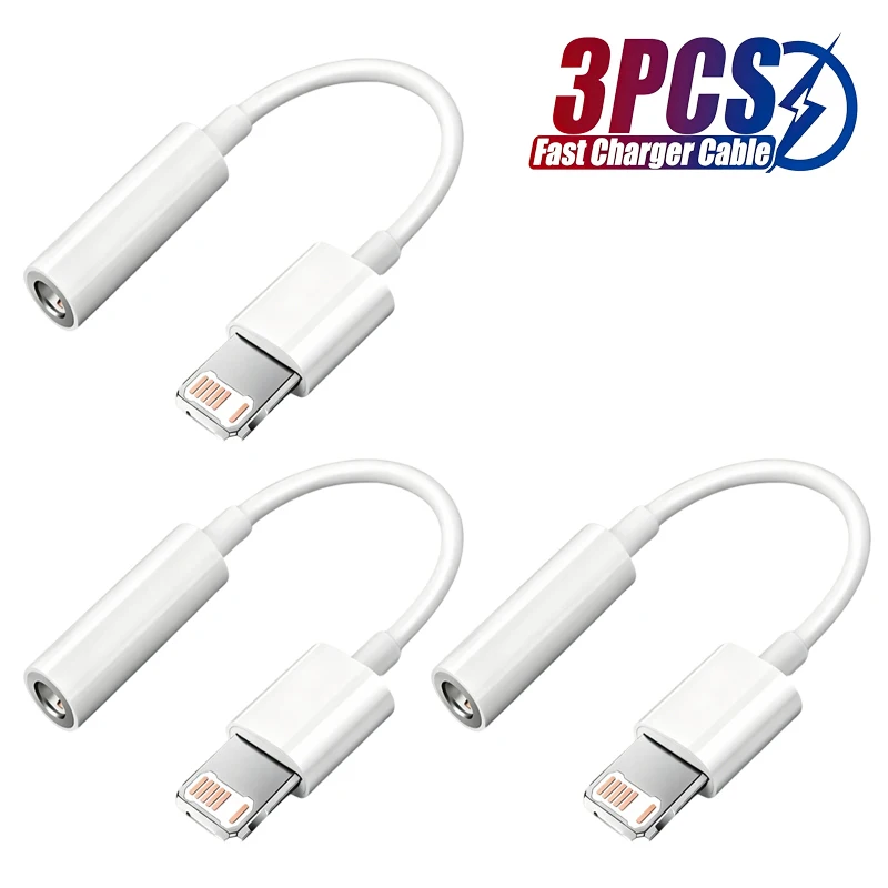 3er-Set Original Kopfhöreradapter für iPhone 17 16 15 14 13 12 11 Pro Aux Audio Splitter L-zu-3,5-mm-Adapter Kopfhöreranschlusskabel