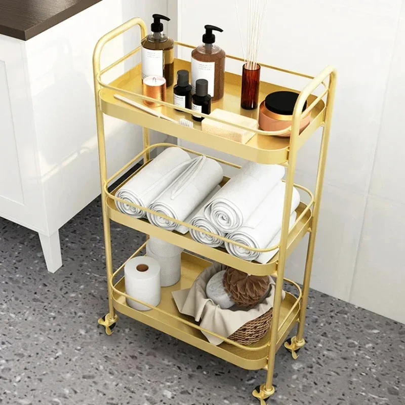 Nordic Multi-Layer Auxiliary Spa Table With Wheels Mobile Towel Holder Shower Rack Storage Cart Space-Saving Organizer