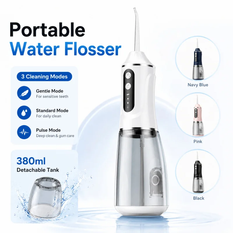 Portable Oral Irrigator Water Flosser Electric Cordless Dental Cleaner Handheld Teeth Cleaner for Home Travel