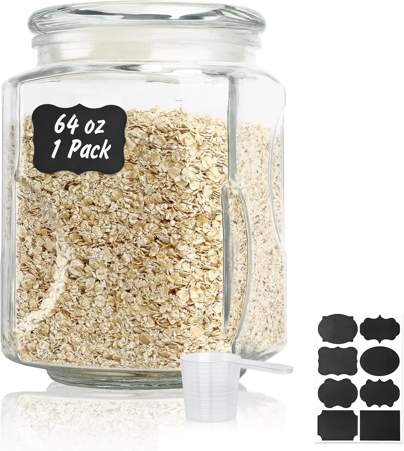 

Герметичные стеклянные банки на 64 унции с силиконовыми крышками, широкий отсек для хранения на кухне, кладовой, прачечной и офисе