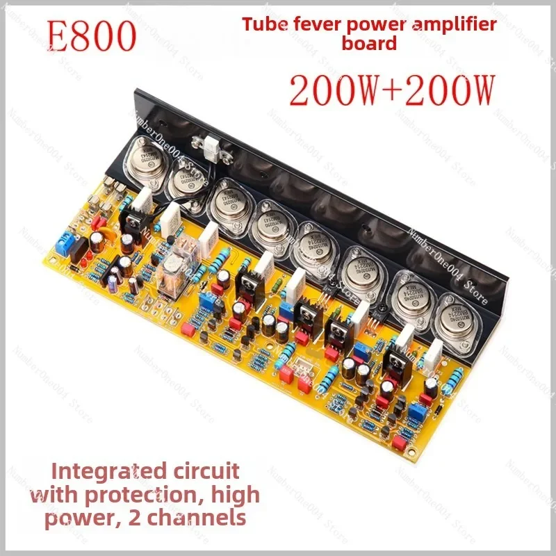 E800 Fever Pure Post-stage Power Amplifier Board HiFi Gold Sealed Tube Adjustable Class A and B High Power, Dual Channel