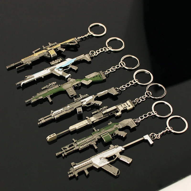 Apex Legendes Weapon Model Keychain for Men Boys G7 VK-47 R99 RE-45 Heirloom Metal Pendant Key Ring Fans Car Bag Decor Jewelry