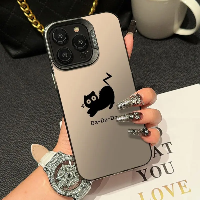 

Brake Black cat phone case for iPhone 16 15 14 13 12 11 Pro/ Max/Plus shock-proof rear cover anti-fingerprint