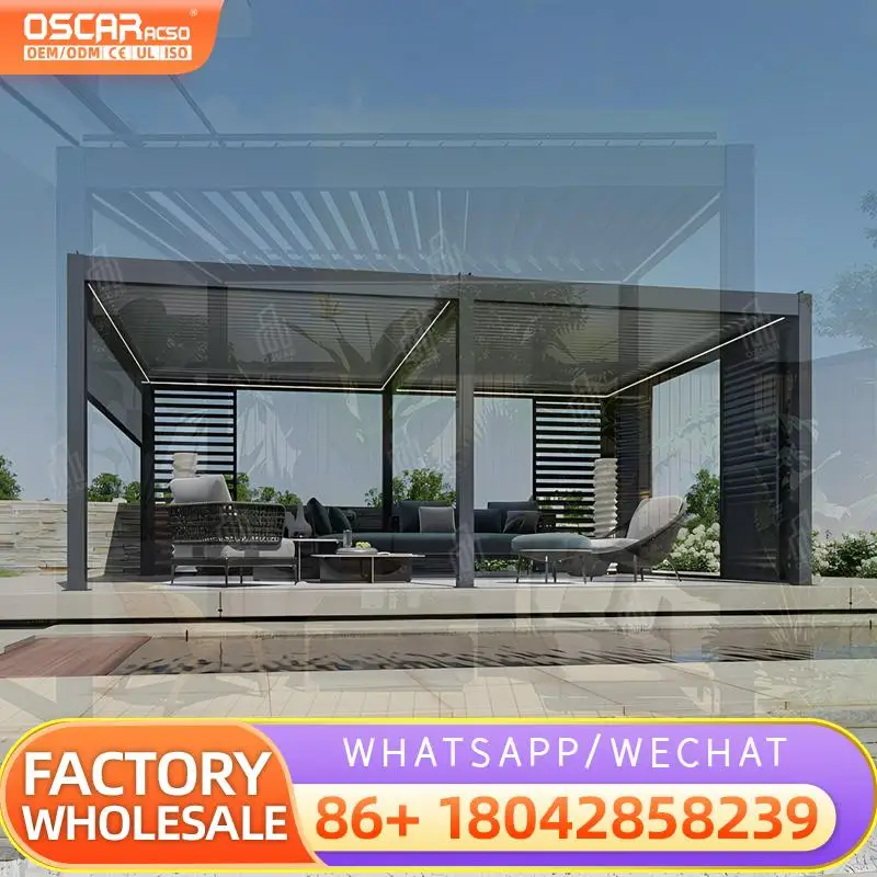 

Outdoor Aluminium Waterproof Bioclimatic Manual Pergola 3X3m 3x4m 4x4m 6x4m 4x8m for Garden Patio Backyard pergola