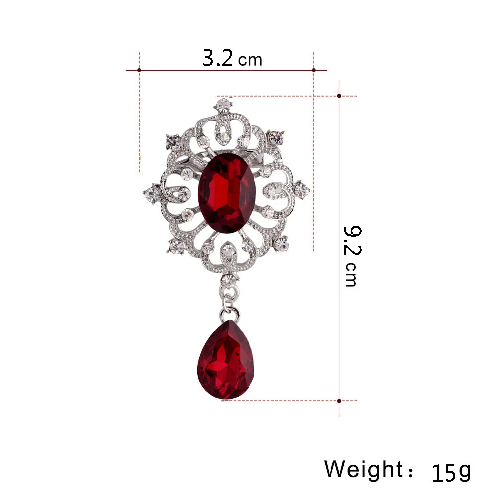 New retro water drop brooch super flash rhinestone crystal pins men and women fashion hundred with accessories jewelry gifts