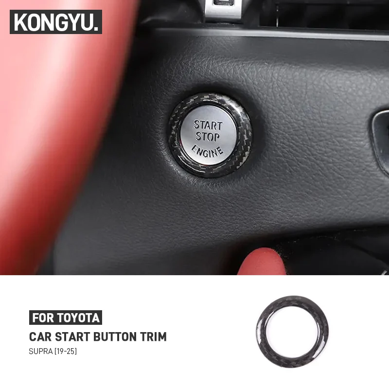 For Toyota GR Supra A90 A91 2019-2025 Real Carbon Fiber Car One-Button Start Switch Button Decoration Ring Trim Cover Sticker