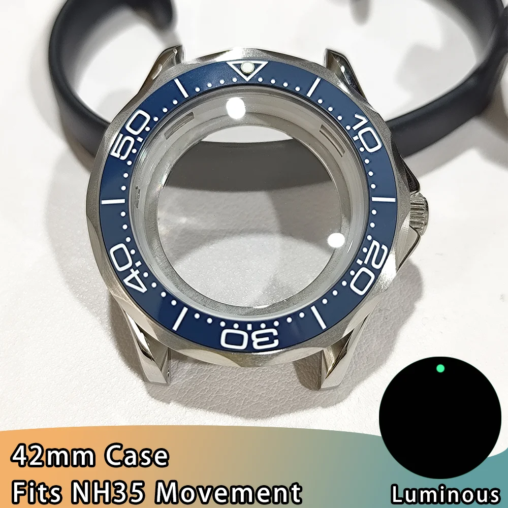 

High Quality 42mm Stainless Steel Sapphire Glass Case Fit For NH35 Movement Case Fits 20mm strap NH35 Case Parts Accessories