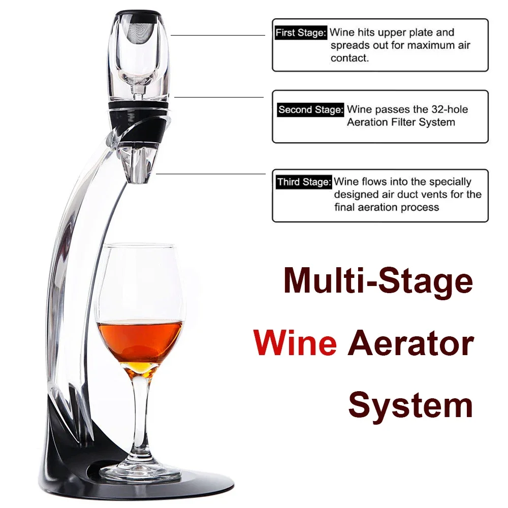 Red Wine Aerator Filter Magic Decanter Essential Wine Aerator Essential Decanter Pourer Filter Stand Holder Vodka Quick Air Bar