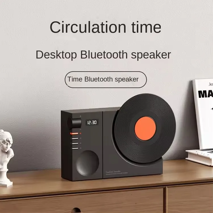 

Mini Classics Retro Records Bluetooth Speaker Wireless HIFI Sound Column Portable Color MP3 Music Box with Alarm Clock AUX TF