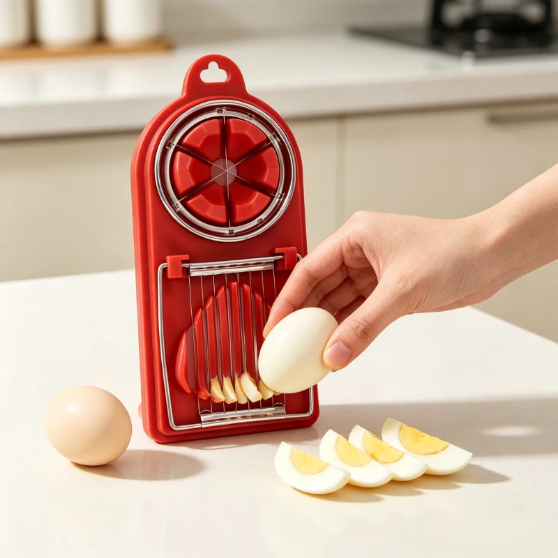 2 in 1 Egg Slicer Multifunctional Egg Cutter Durable Kitchen Gadget Slicing Tool for Hard Boiled Egg