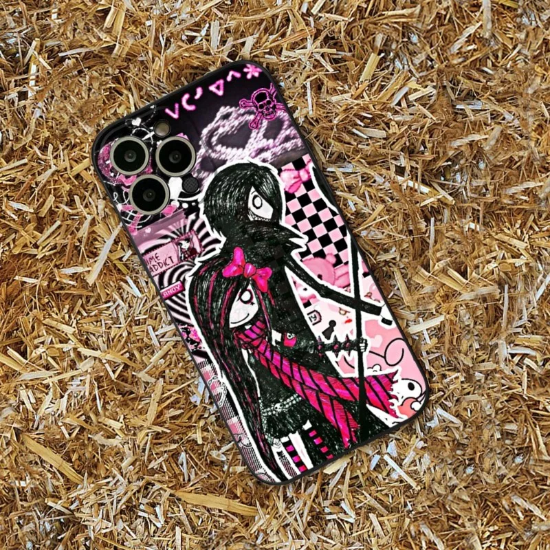 Love Black and Cute Emo Phone Case FOR IPhone 14 13 11 12 Pro 8 7 Plus X 13 Pro MAX XR XS MINI Black Covers