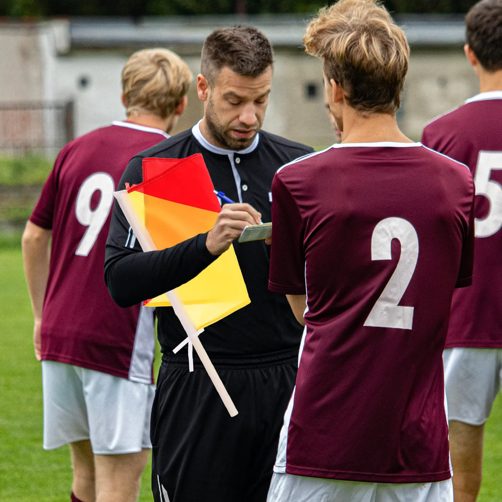 2Pcs Signal Flags Polyester Small Handheld Warning Flags Comfortable Grip for Military Training Referee Sports Events