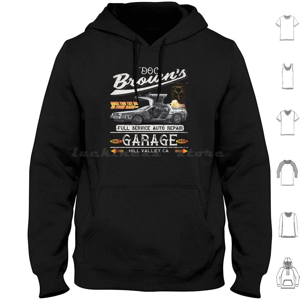 Doc Brown'S Auto Repair Garage Car ( ? Ucs Llc And Amblin ) Hoodies Long Sleeve Back To The Future Backtothefuture