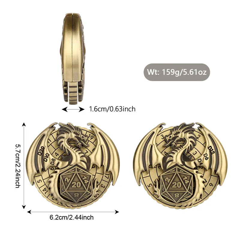7-in-1 النرد المعدني الروليت أجنحة التنين شكل الإصبع الدوران سبينر النرد الدوار الدورية RPG لعب الأدوار ملحقات الألعاب