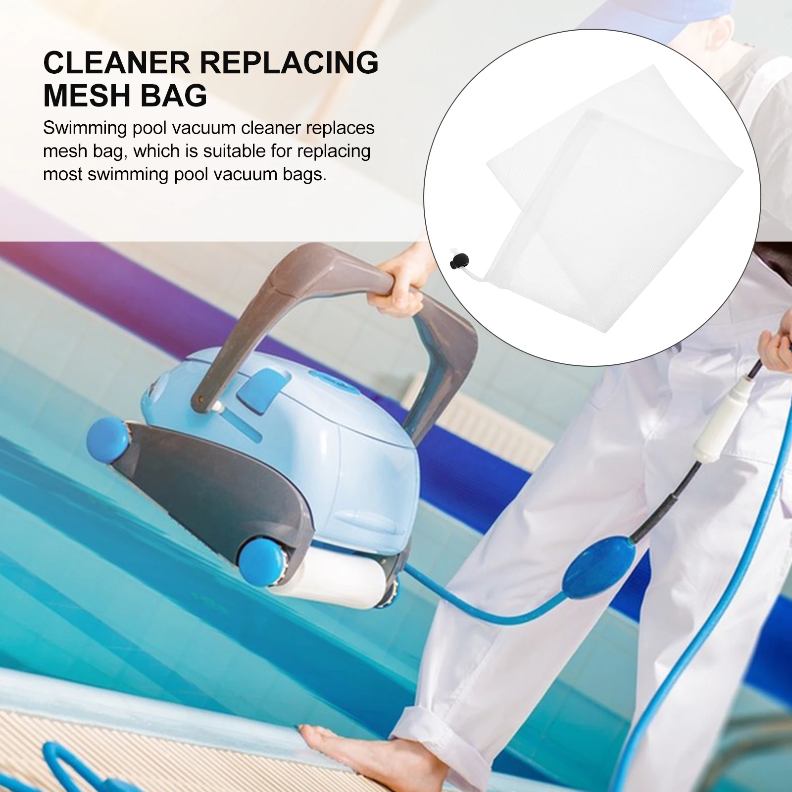 

2pcs Fine Mesh Swimming Pool Sludge Head Filter Bag for Pond Pump White Vacuum Socks Pool Skimmer Basket Sock