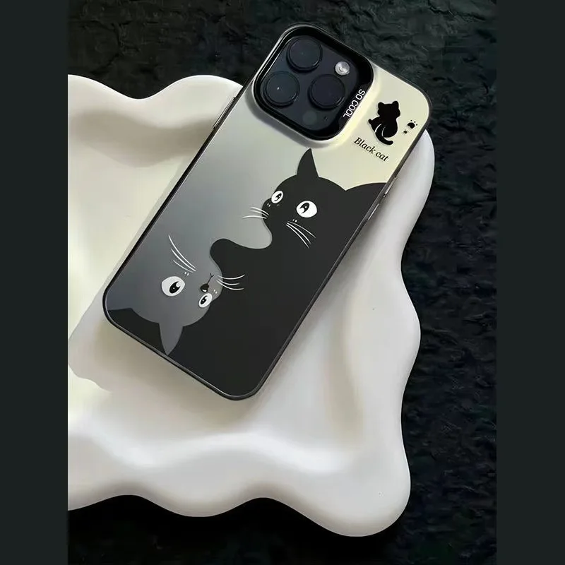 Gato bonito dos desenhos animados caso de telefone para iphone 17 caso iphone 11 12 14 15 16 pro max xs xr 7 8 plus se silicone macio claro capa