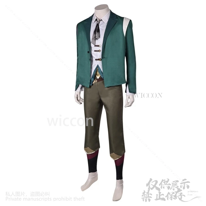 Anime Game LOL Movie Arcane 2 Cosplay EKKO Green Suit Pants Vest For Halloween Costume Christmas Party Cos Man Woman Customized