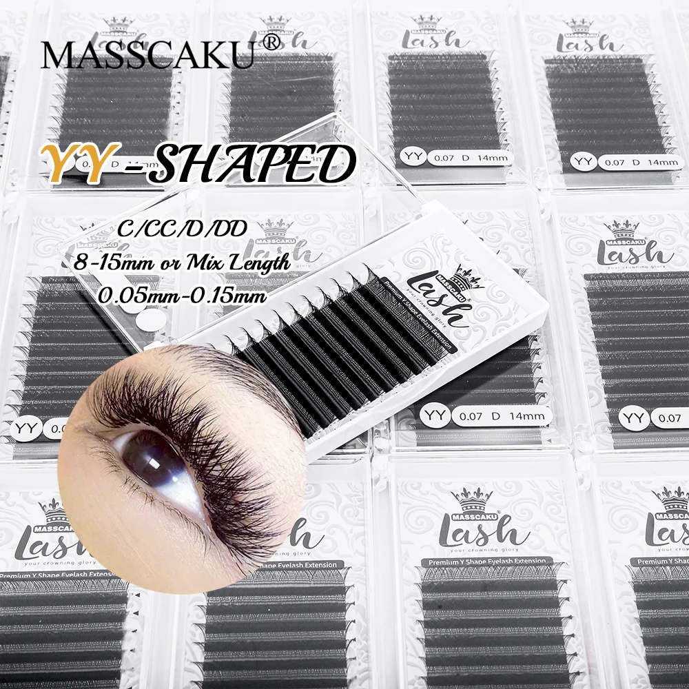 

Customized Private Label Mesh Weacing Process YY Design Lash One Second Blooming Triple Tips Eyelashes Extension Easy to Grip