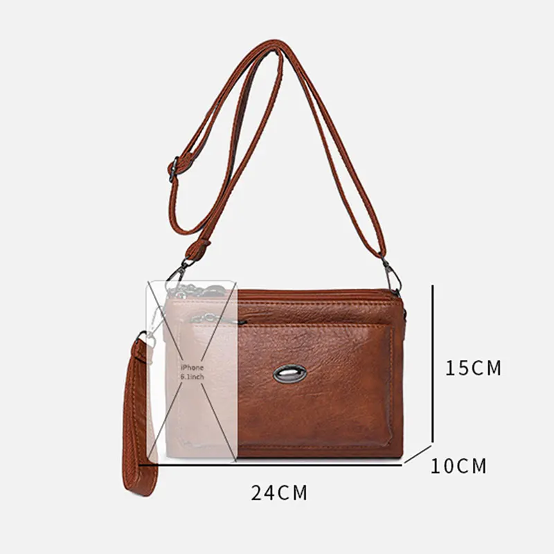 Women Bag New Triplet Multi-layer Pocket Woman\'s Bag Deigner Classic Daily Pack Quality PU Leather Shoulder Messenger Crossbody