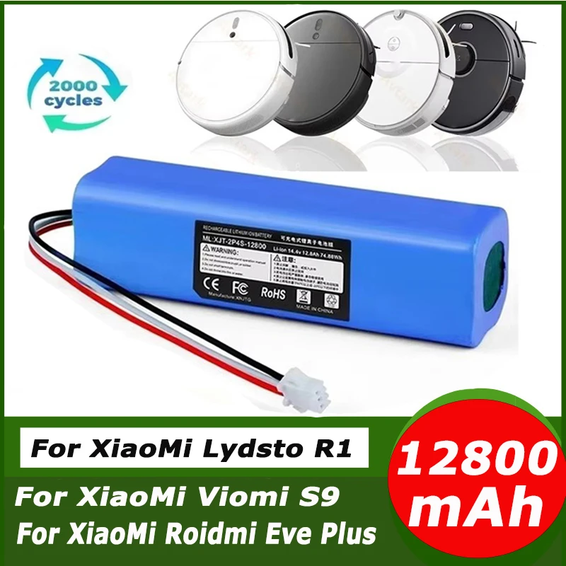 2025 100% Original For XiaoMi Viomi S9 Lydsto R1 Roidmi Eve Plus 14.4V lithium battery 2P4S 5200mAh 6800mAh 9800mAh 12800mAh