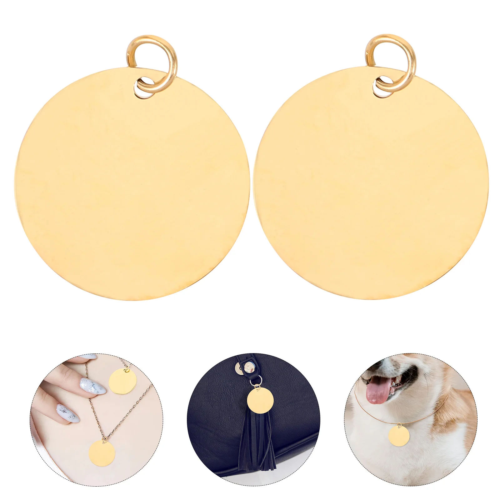 

10 Pcs Stainless Steel Polished Hanging Tag Labels Blank Stamping Tags Round 20mm Charms Keychain Flat Golden Metal