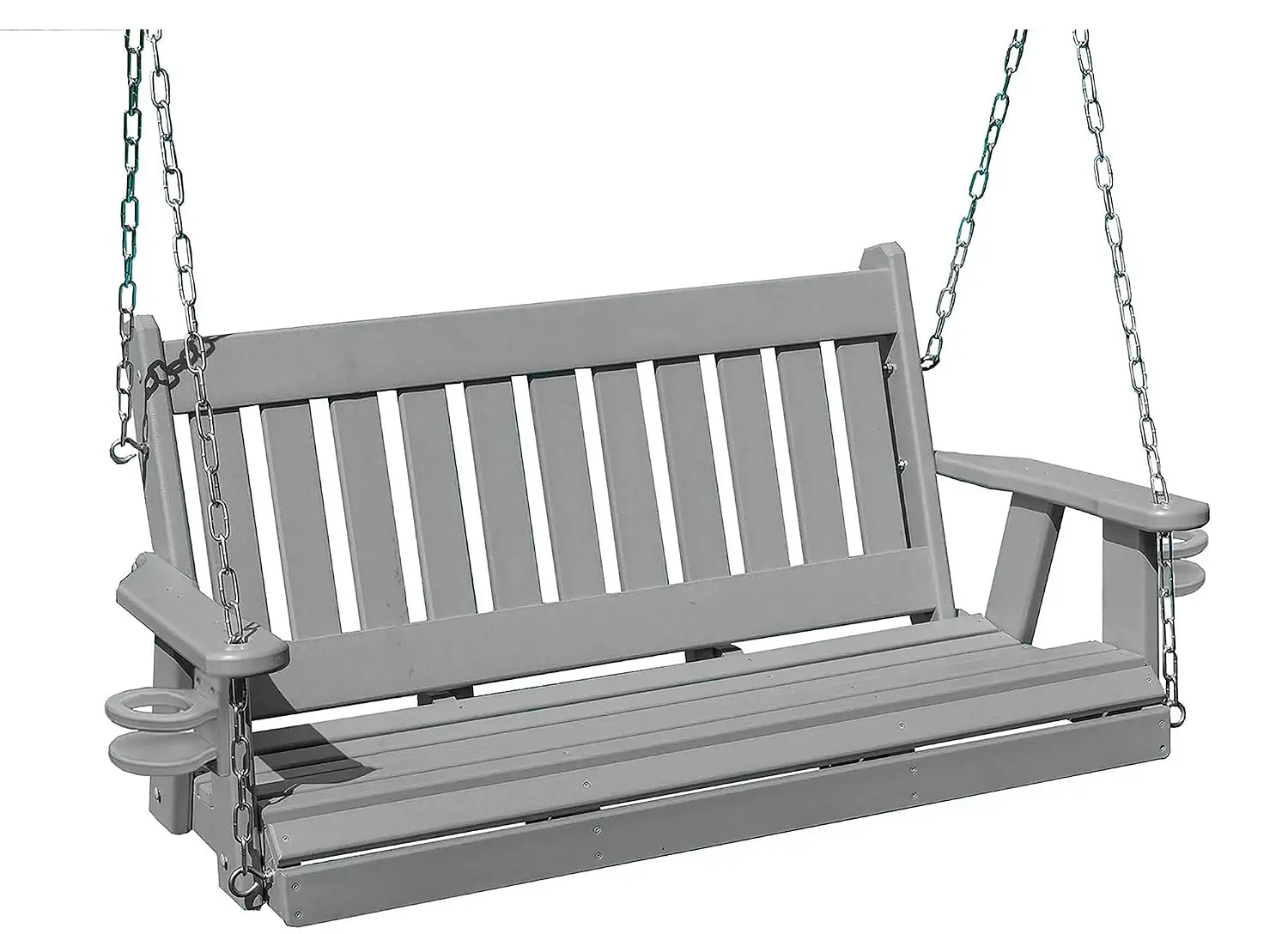 5FT Poly Lumber Wood Porch Swing Cupholders 1000LBS Stainless Steel Hardware Patio Outdoor Backyard Garden, Customized