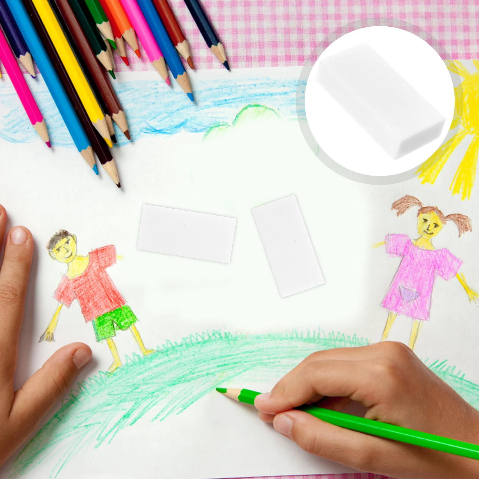 

20Pcs White School Erasers Compact for Handwriting Math Art Projects Smooth Erasing Without Damage Drawing Supplies