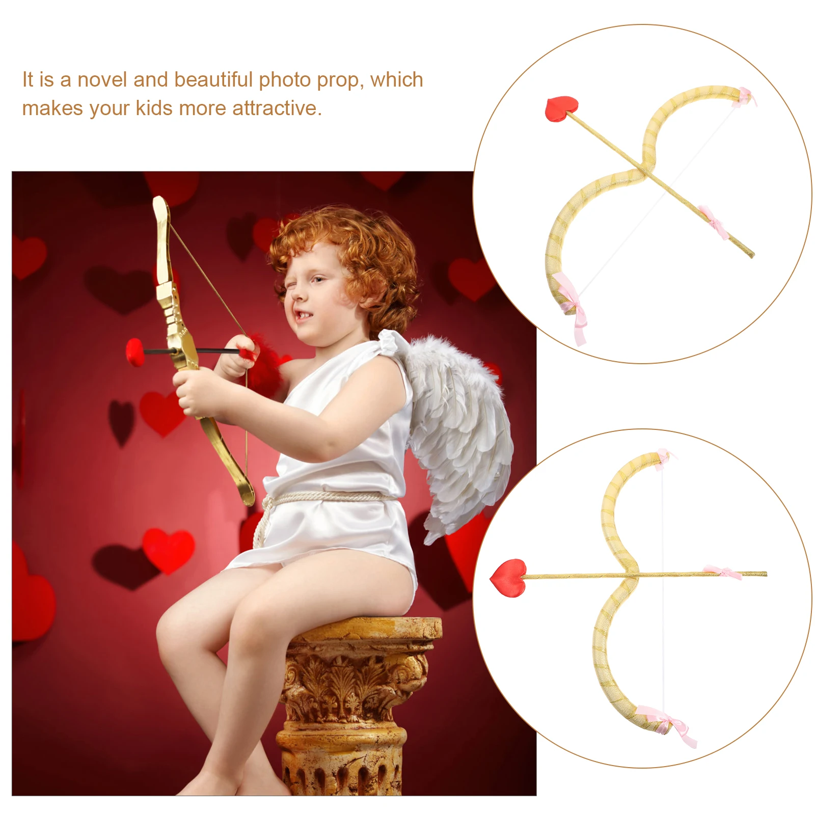 

Cupid Bow Arrow Props Golden 1 Set Valentine Cosplay Costume Foam Photography Suitable Parties Home Decor Wedding Theme