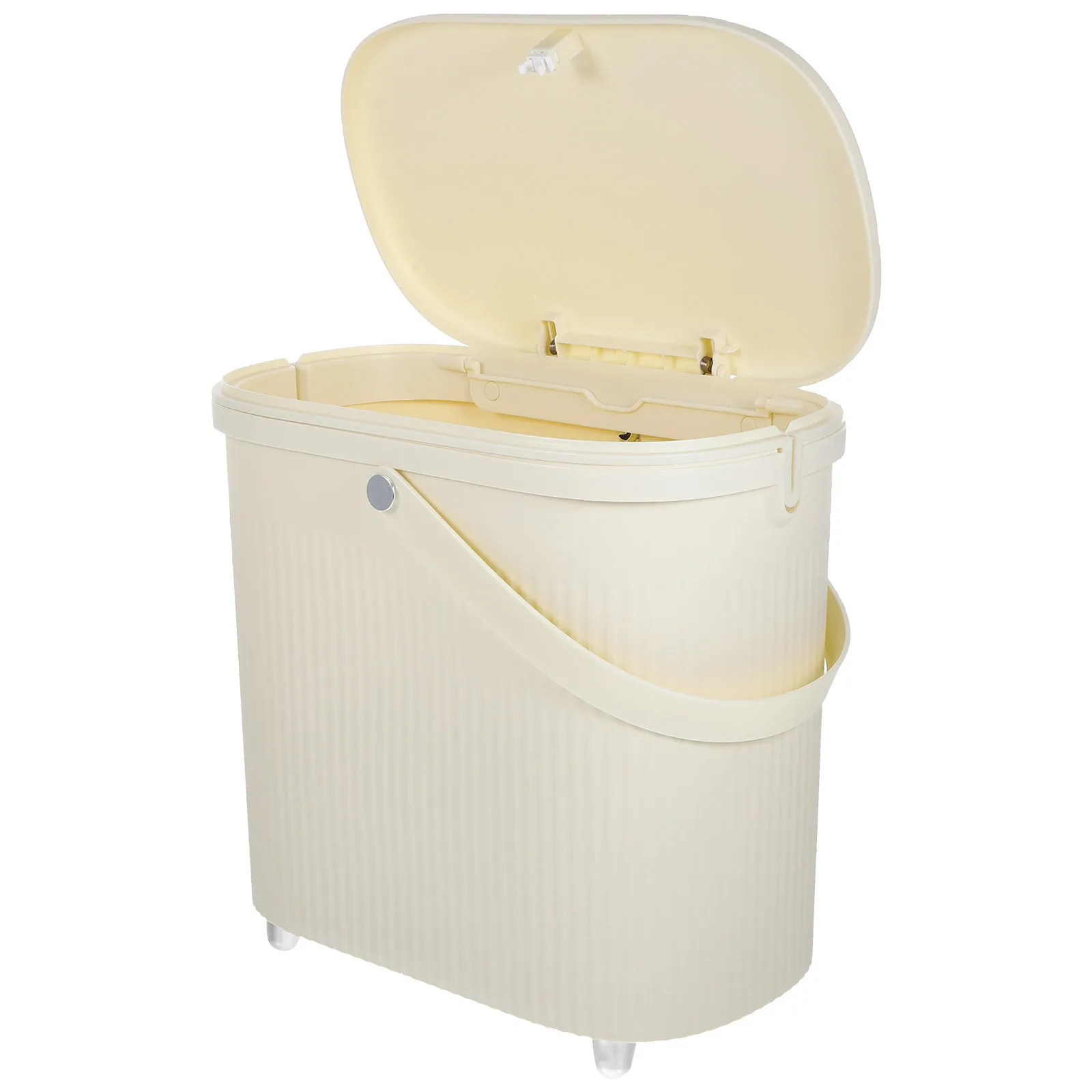 

Slim Garbage Can with Lid Thickened Plastic Trash Bin for Bathroom Kitchen Bedroom Office Wastebasket Container