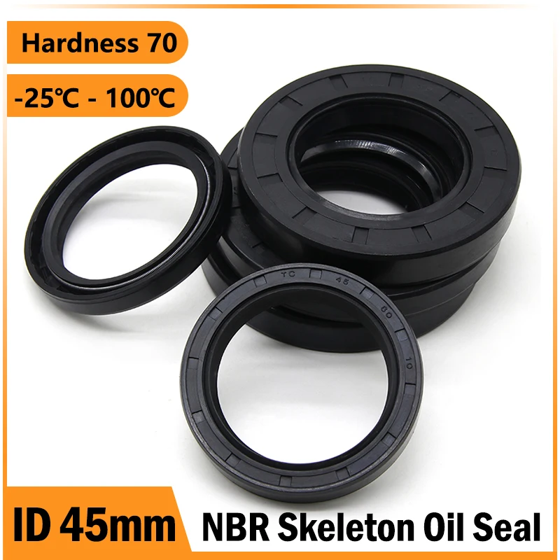 ID 45mm NBR Oil Seal TC-45*55/56/60/65/68/70/72/75/80/85/90/100*7/8/10/12mm Nitrile Rubber Shaft Double Lip Oil Sealing Gaskets