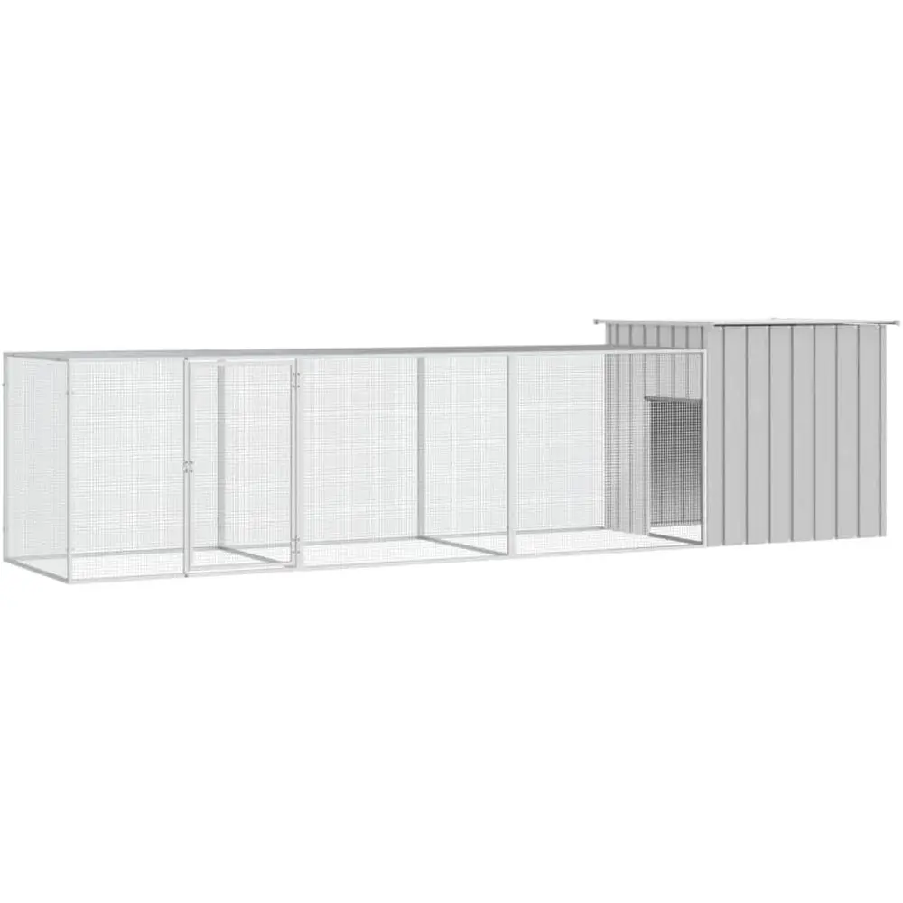 

Gray Galvanized Steel Outdoor Chicken Coop & Bunny Cage, 157.5x35.8x39.4, Suitable for Cats, Rabbits, Chickens