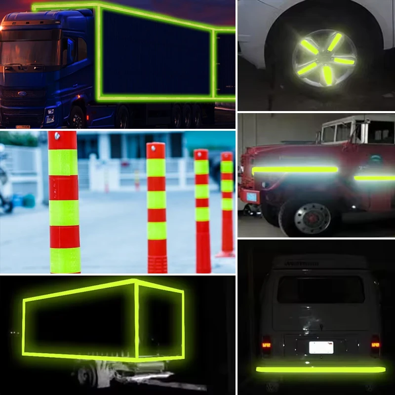 1/5m Dot-c2 Green Bright High Reflective Warning Safety Tape Strongly Sticky Waterproof For Trailer Car boats Bicycle Building